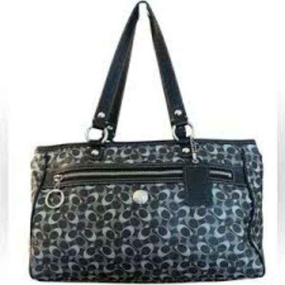 EUC Coach Chelsea Black and Gray Signature Coated Canvas Tote Shoulder Bag - Picture 1 of 12